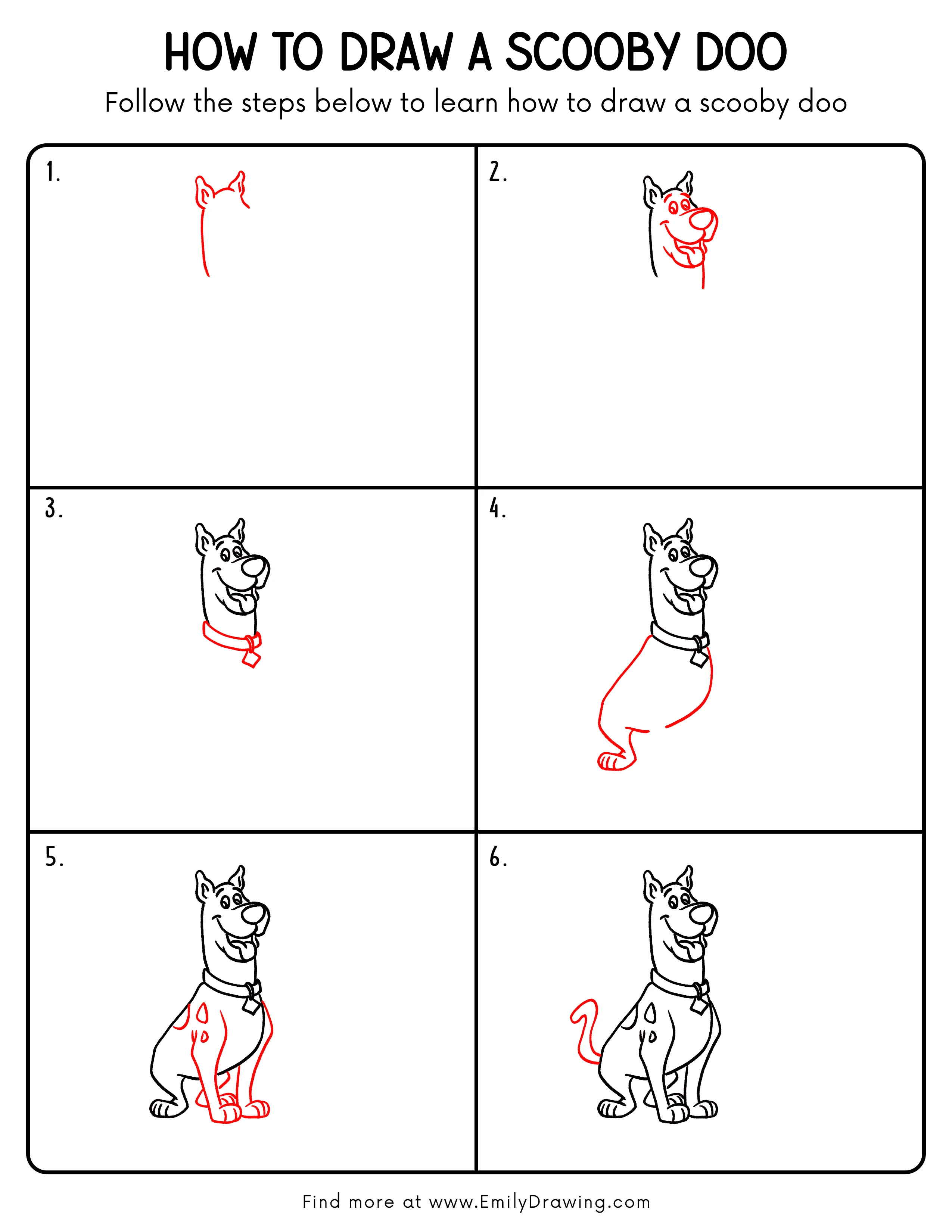 Printable Scooby Doo Drawing Guide